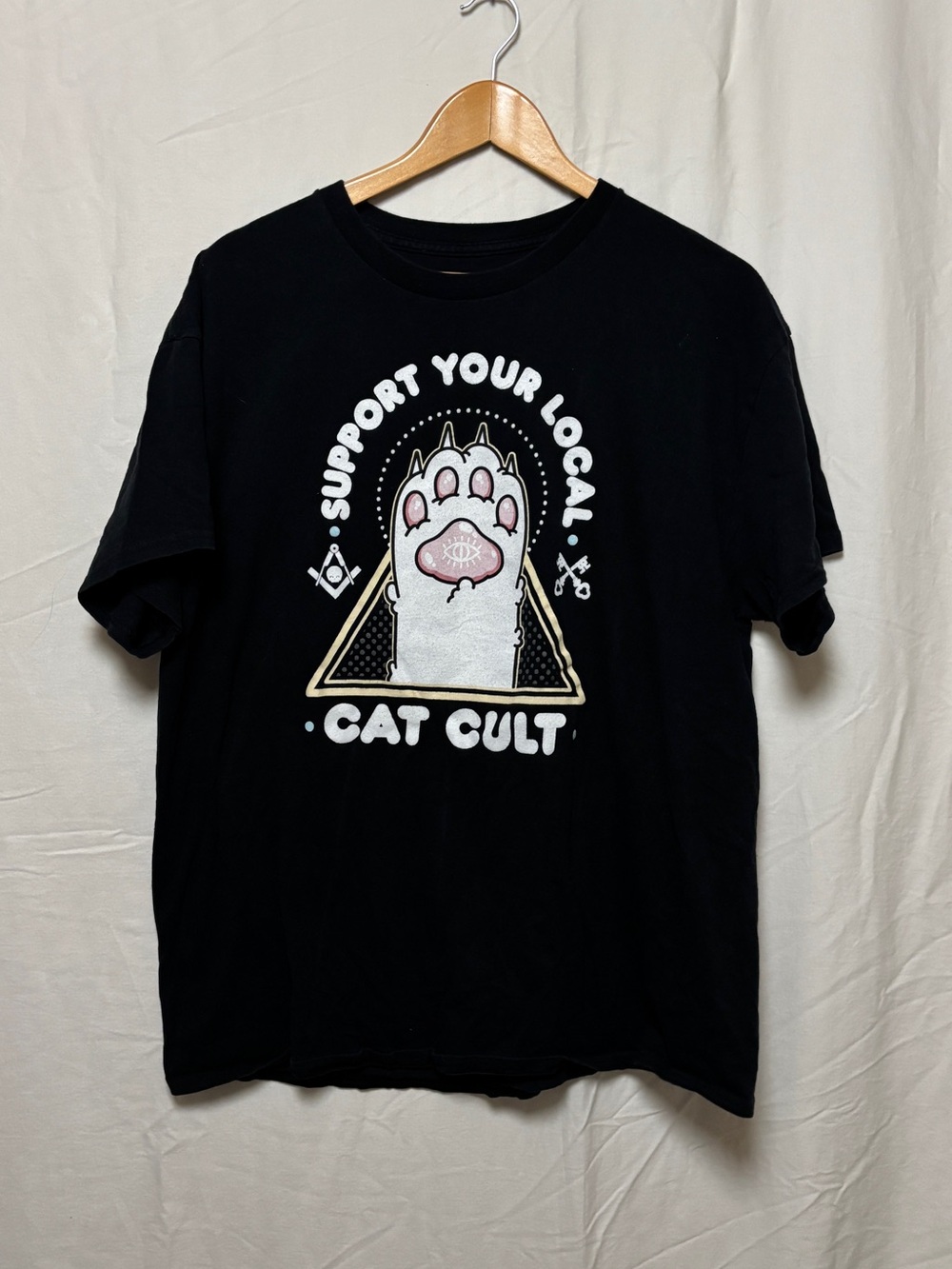 Kawaii Krypt black cotton cat graphic tee